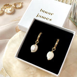 Besalu - Pearl Charm Hoop Earrings - Lunar James