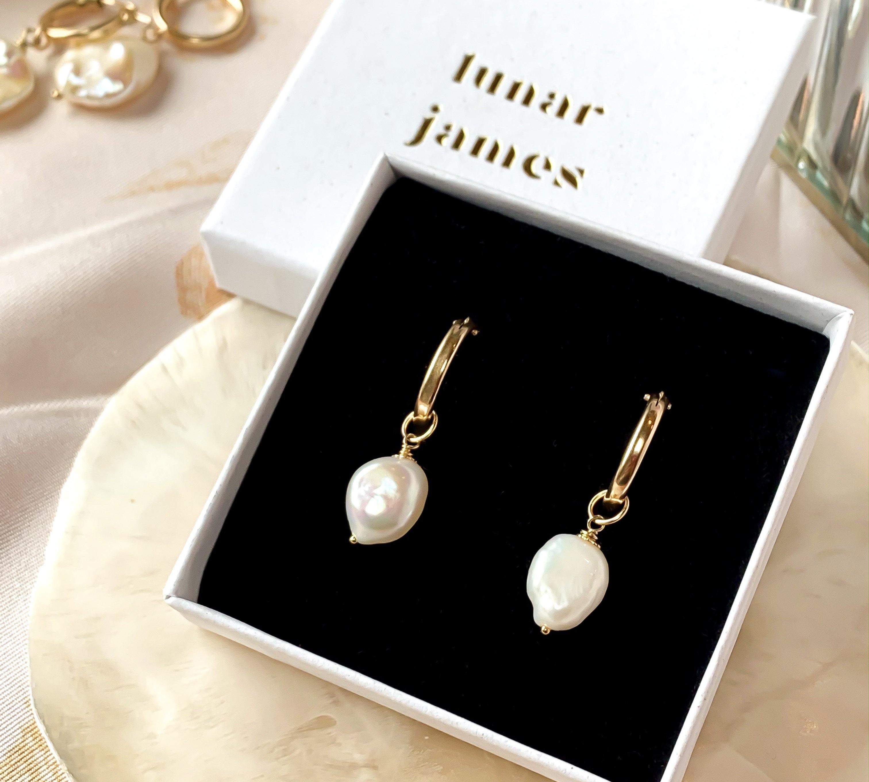 Besalu - Pearl Charm Hoop Earrings - Lunar James