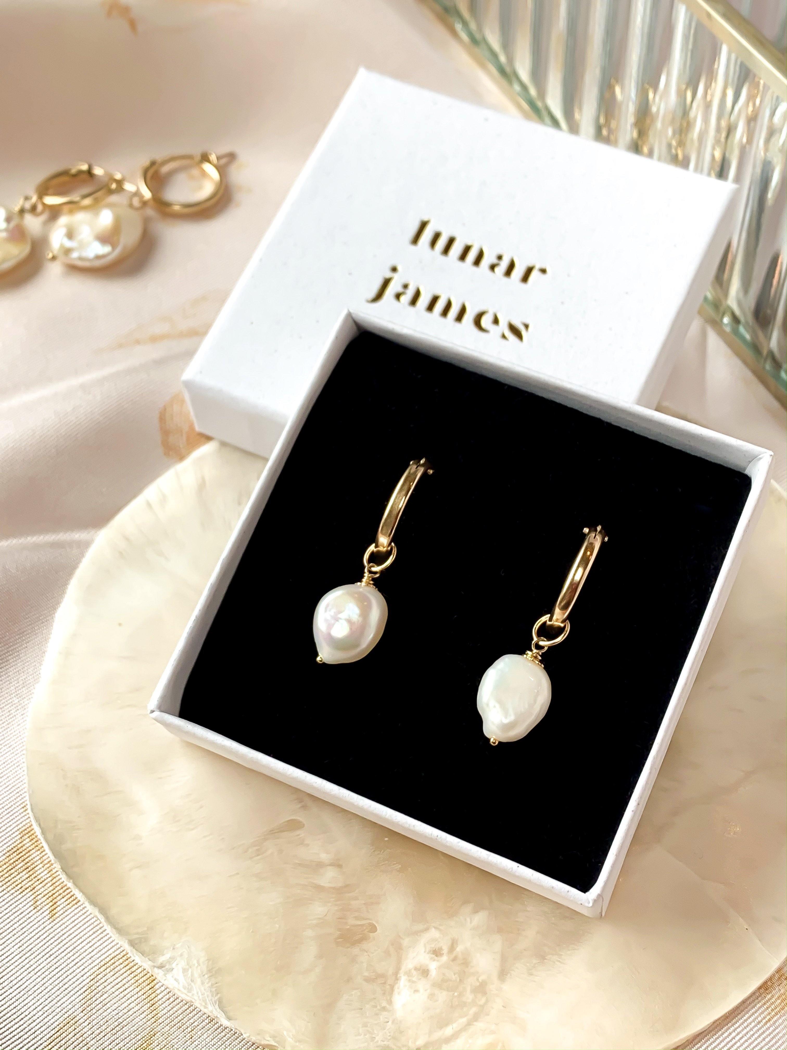 Besalu - Pearl Charm Hoop Earrings - Lunar James